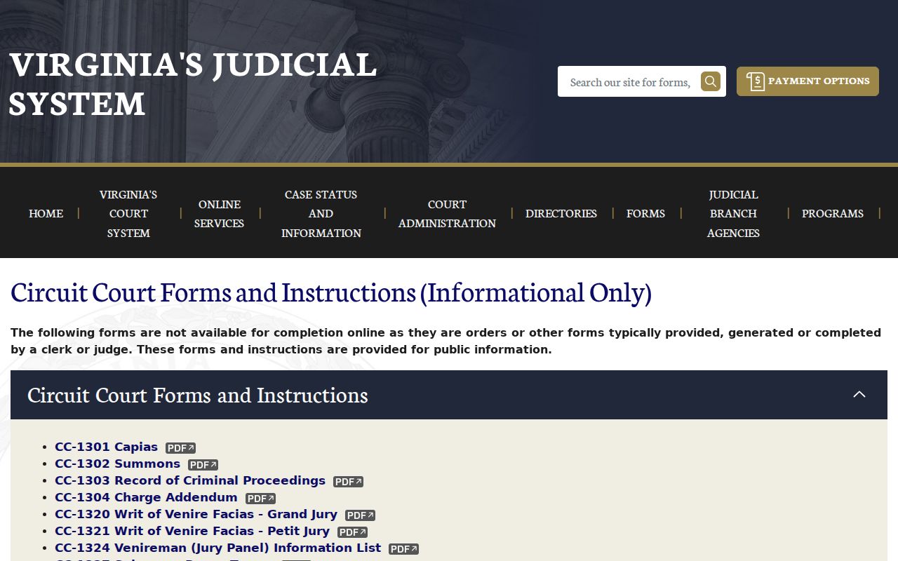 Southampton County bench warrant and capias circuit court forms