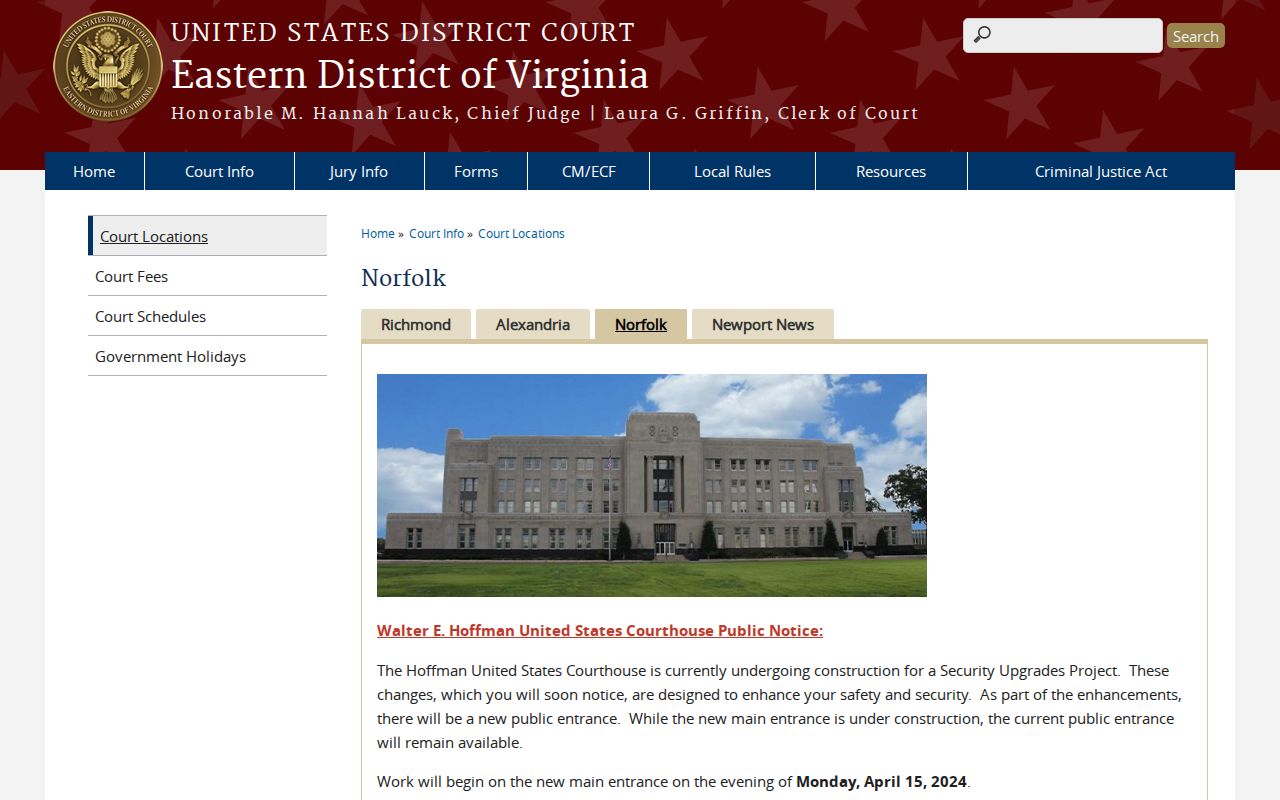 Southampton County federal warrant route to the Norfolk courthouse